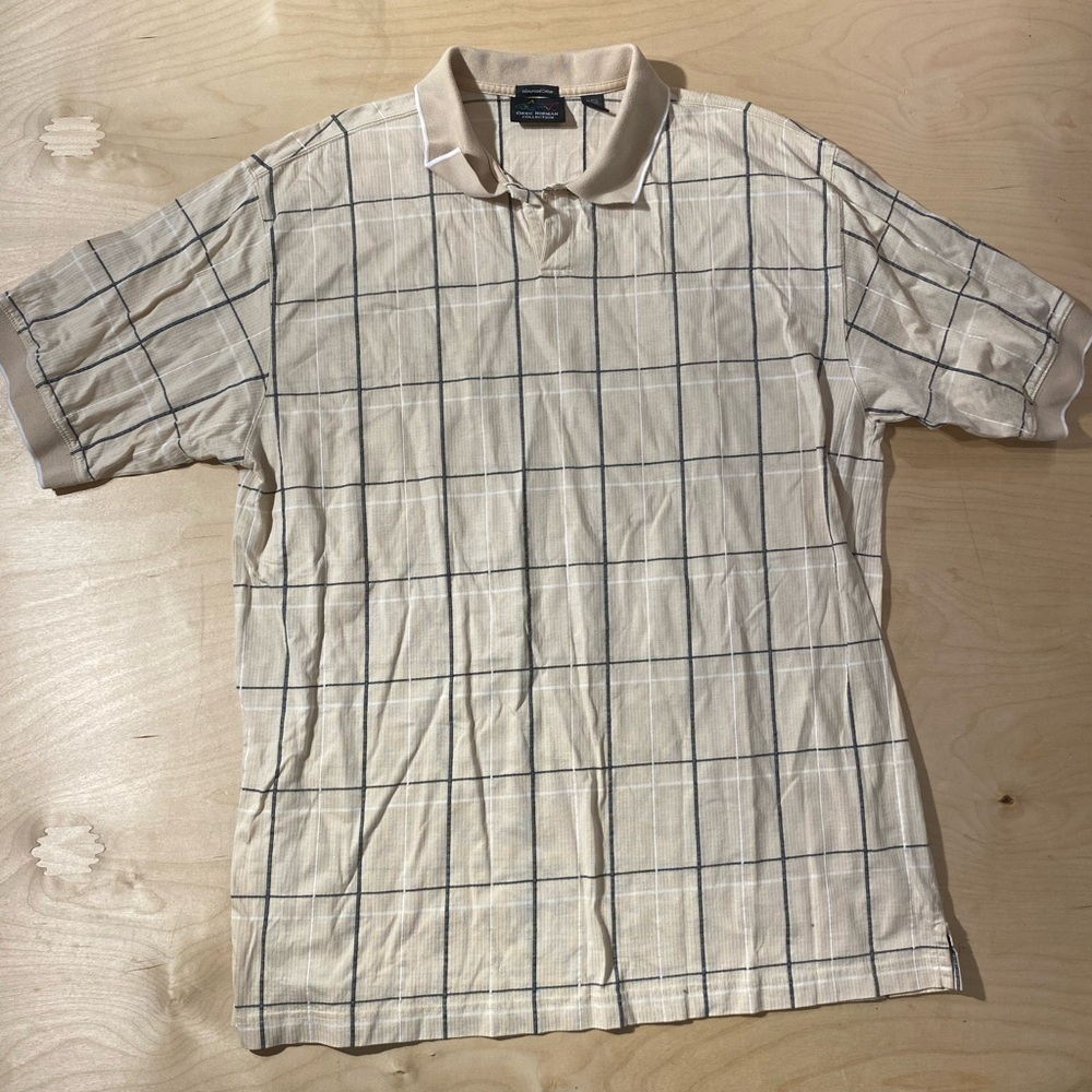 Greg Norman Collection Cream and Blue Polo Shirt XL (ND)
